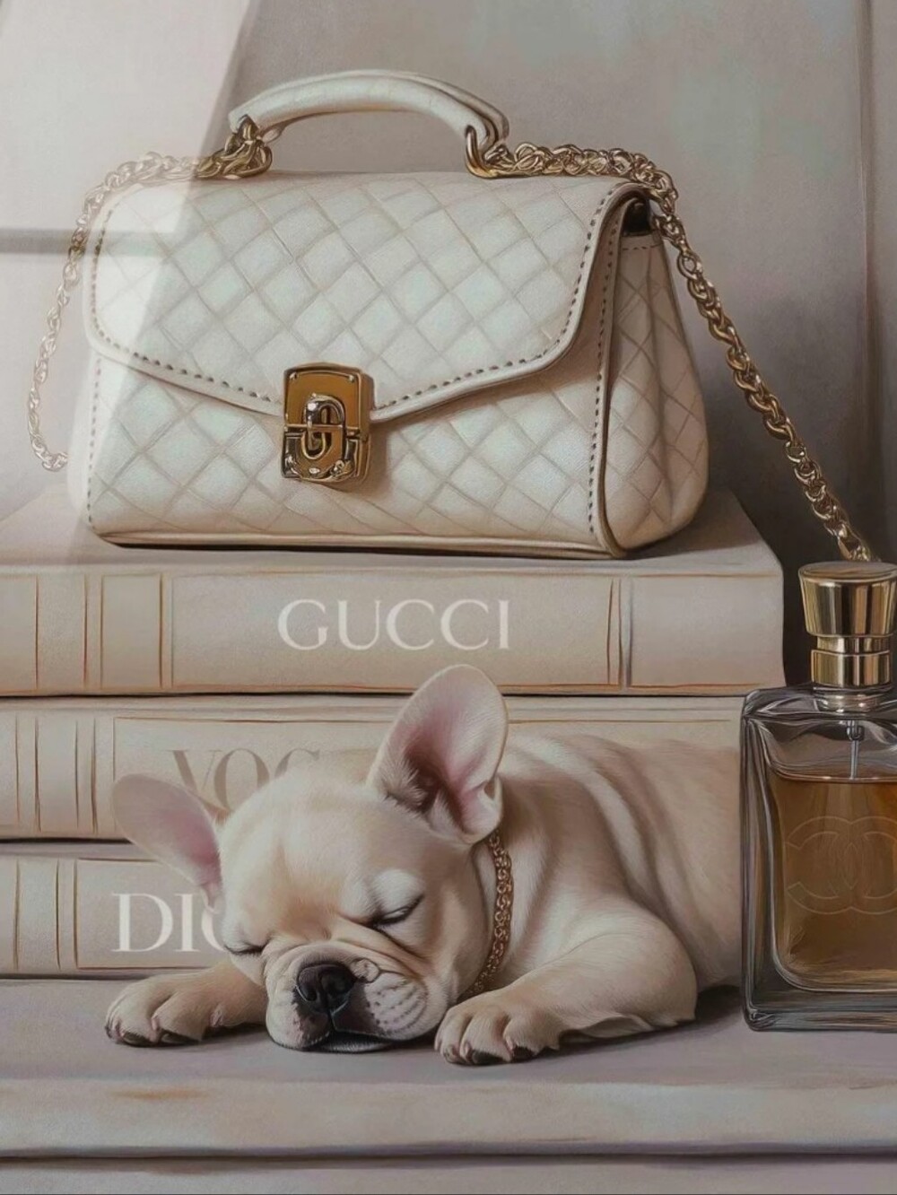 Design District Frenchie Gucci Bookstack Framed Wall Decor